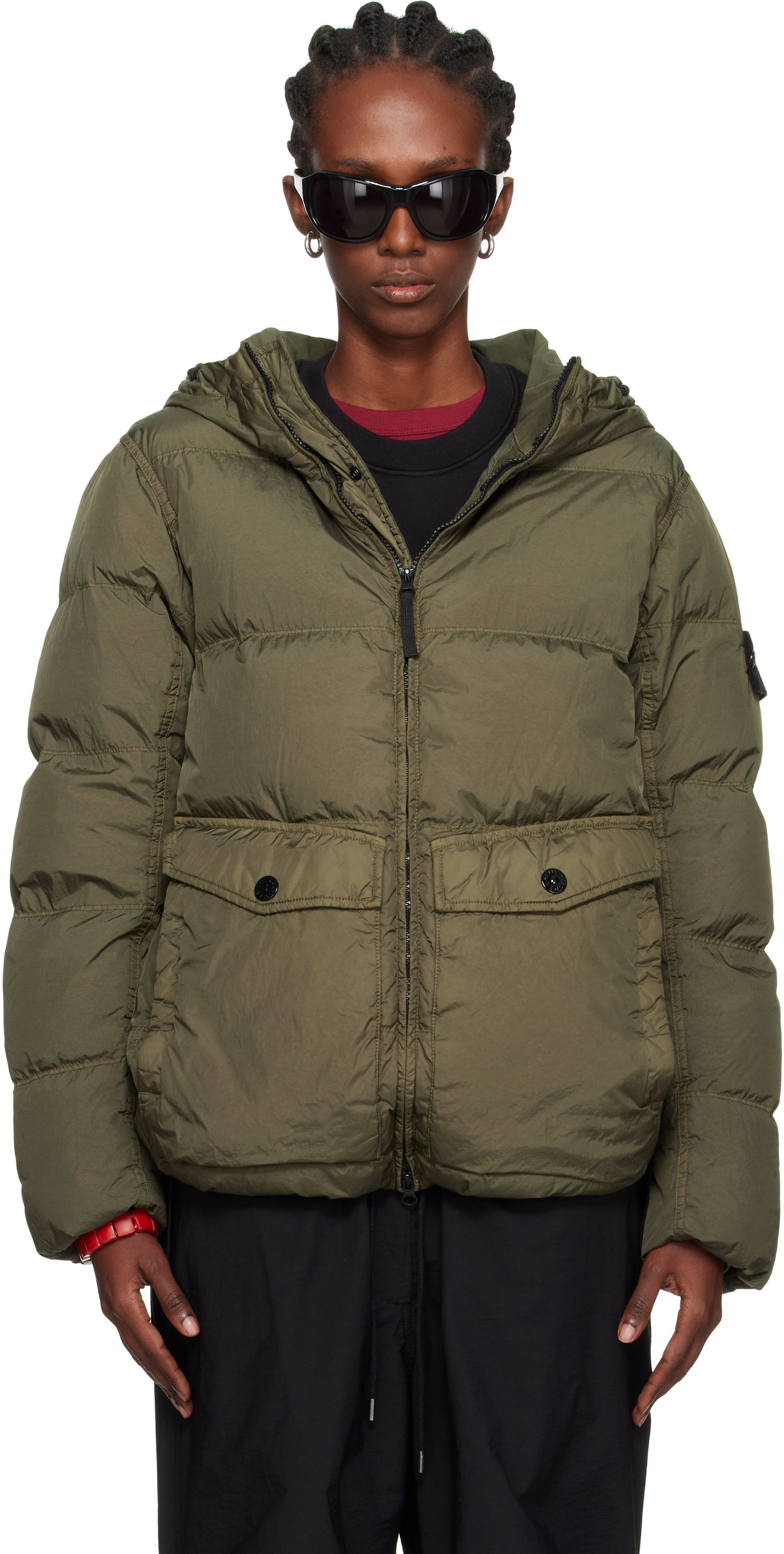 Prešívaná bunda Stone Island Stone Island Crinkle Reps Recycled Nylon Down Jacket Zelené | K2S15 4100011 S0A23, 0
