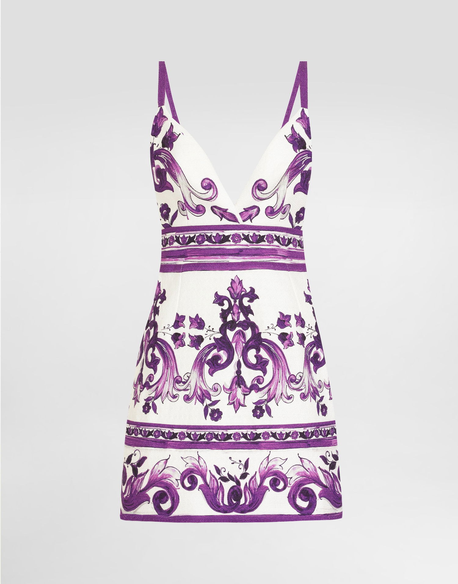Šaty Dolce & Gabbana Dolce & Gabbana Majolica-Print Mini Dress Fialová | F6TZOTFPFSOIP3TN, 0