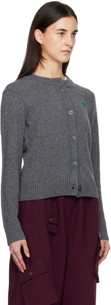 Sveter GANNI Wool Mix Rib Knit Button-Front Cardigan Šedá | K2592, 1