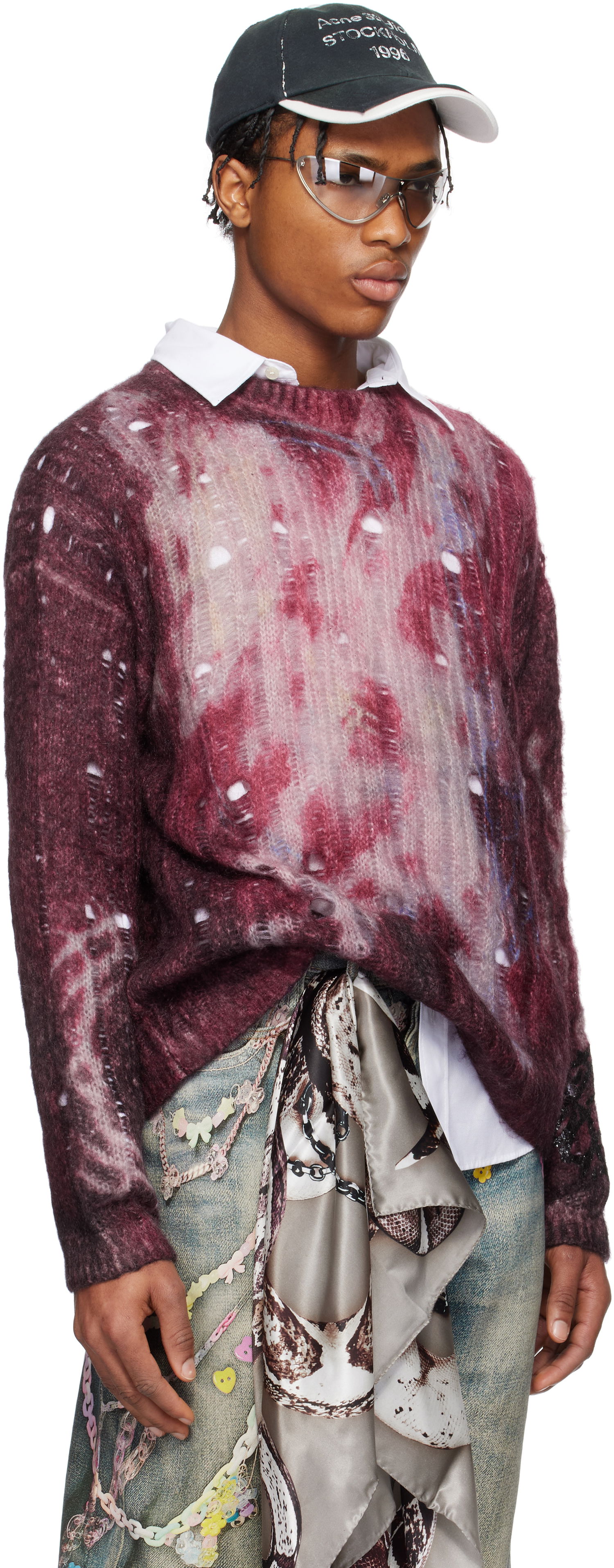 Sveter Acne Studios Acne Studios Printed Knit Sweater Fialová | B60359-, 1