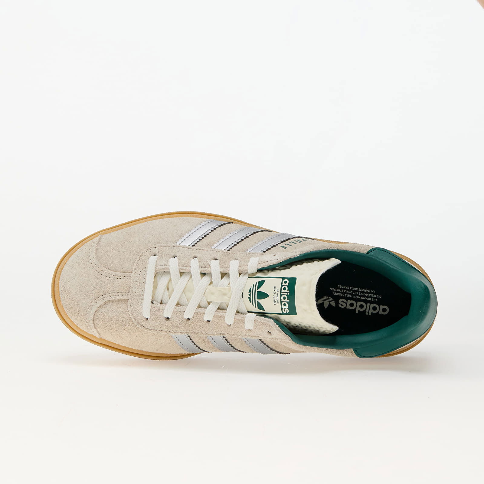 Adidas Women's Gazelle Bold W in Off White/Silver Met/Collegiate Green, Size UK 3 | END. Clothing