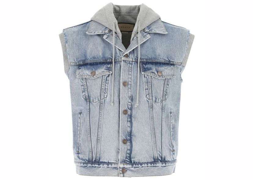 Vesta Gucci Denim Sleeveless Jacket Blue Modrá | 697042 XDB0U 4452