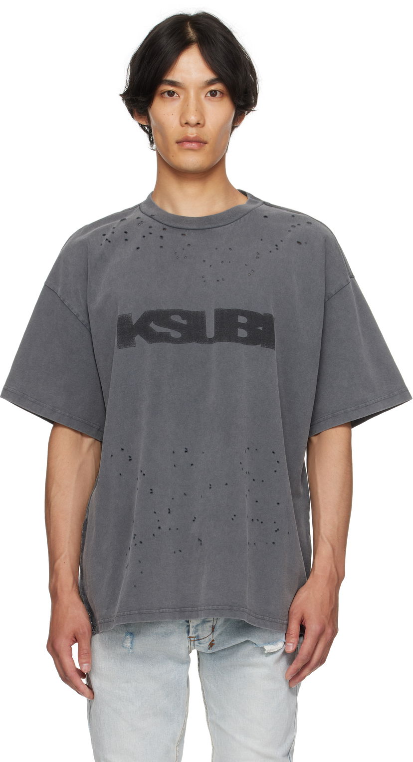 Tričko Ksubi Ksubi Ekcess Blasted T-Shirt Šedá | MPF25TE025