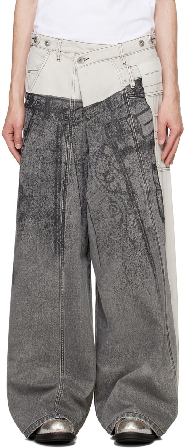 Džínsy Feng Chen Wang Feng Chen Wang Paneled Jeans Šedá | FUF18TR07, 0