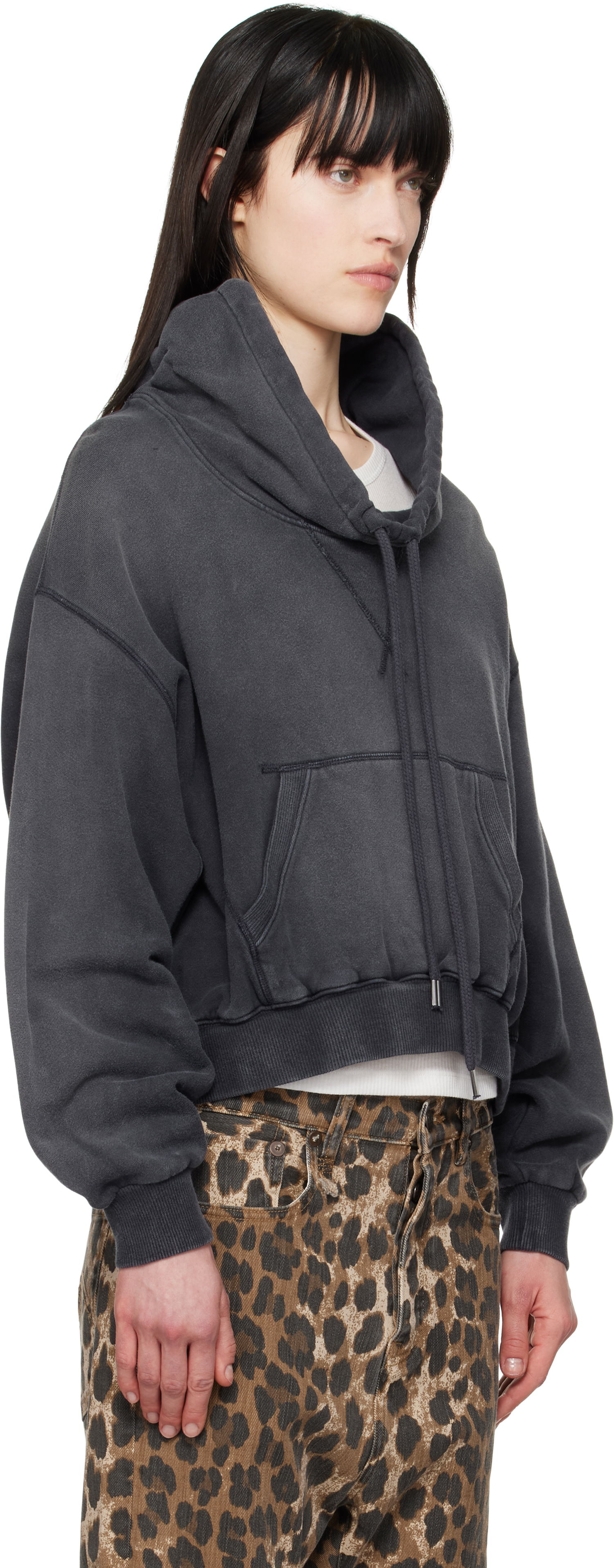 Mikina R13 R13 Balloon Popover Cropped Hoodie Šedá | R13WK255-001BG, 1