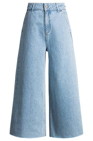 Džínsy BOSS Wide-Leg Cropped Jeans Modrá | 50538120, 0