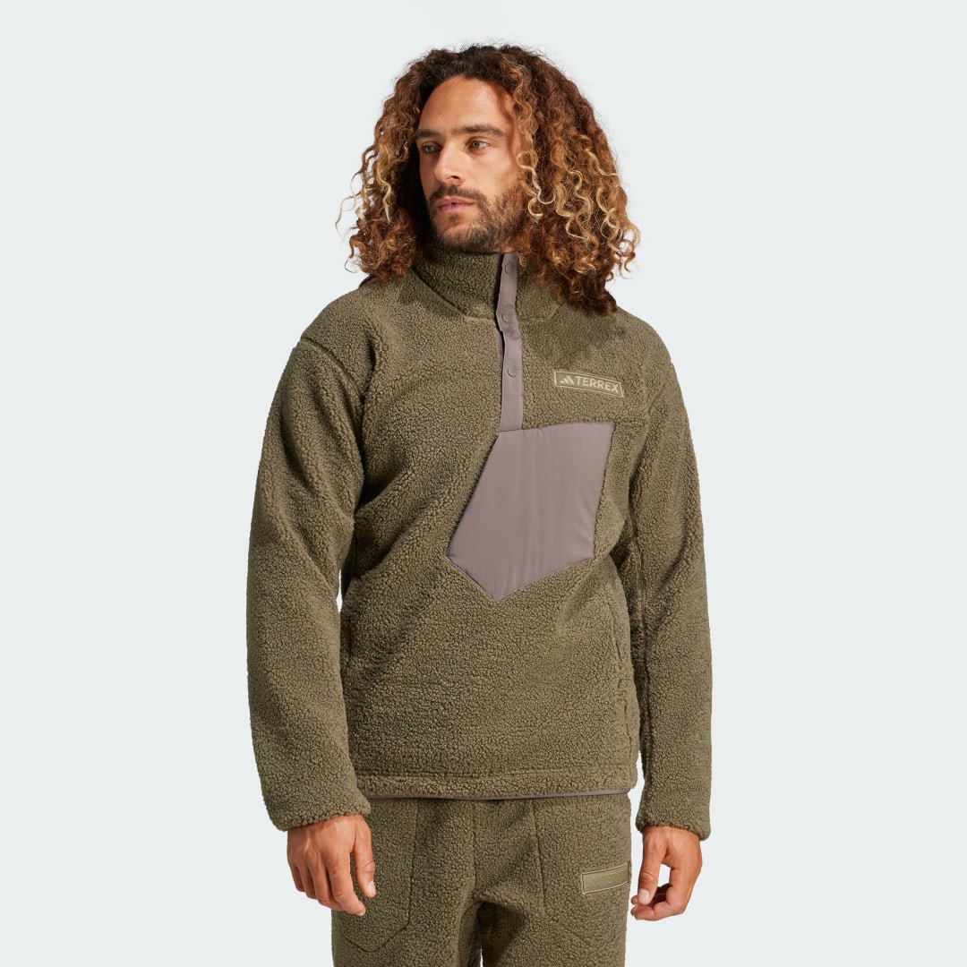 Mikina adidas Performance Terrex Xploric High Pile Fleece Pullover Zelené | IW0228, 0