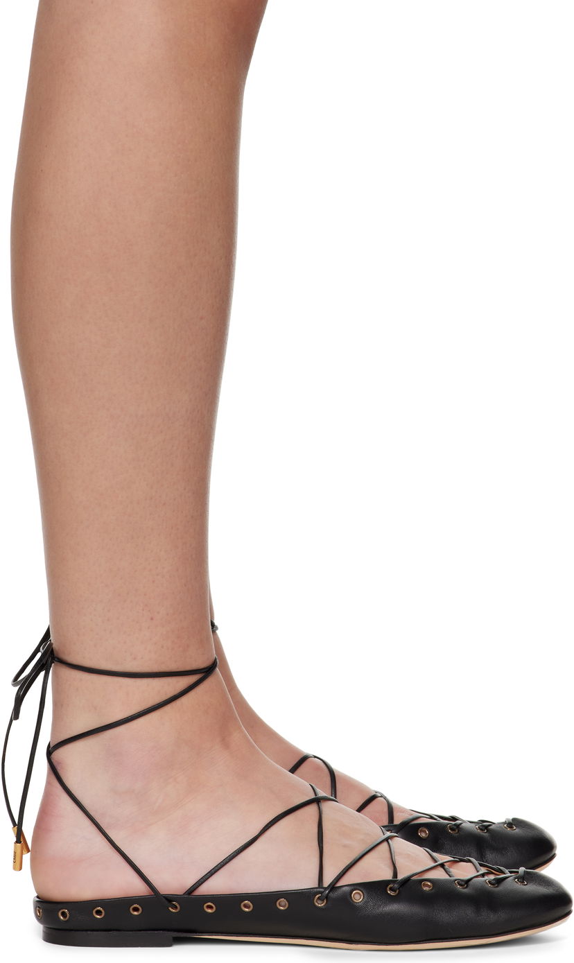 Tenisky a topánky CHLOÉ Chloé 'Chloé' Ghillies Ballerina Flats Čierna | CHC25U10BRI