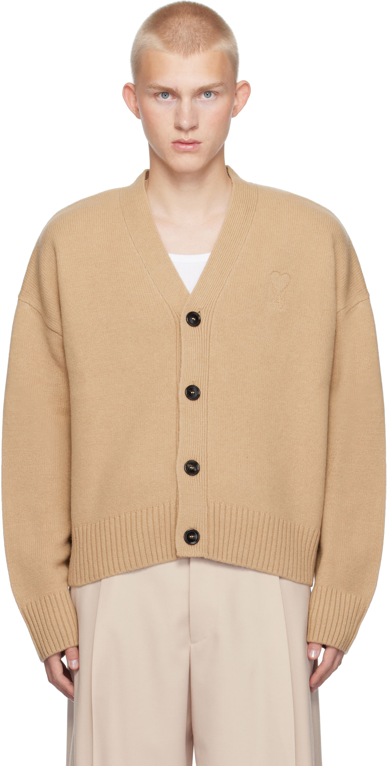 Sveter AMI Cardigan Béžová | UKC044.KN0028, 0