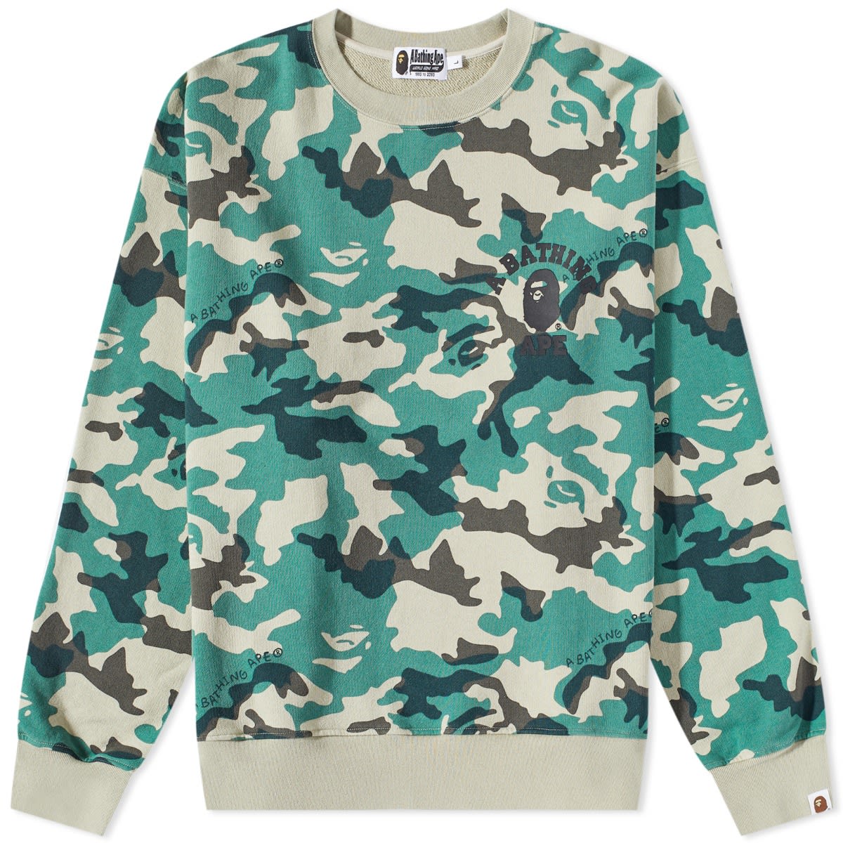 Mikina BAPE Woodland Camo Loose Fit Crew Sweat Olive Drab Zelené | 001SWJ301011M-OD, 0