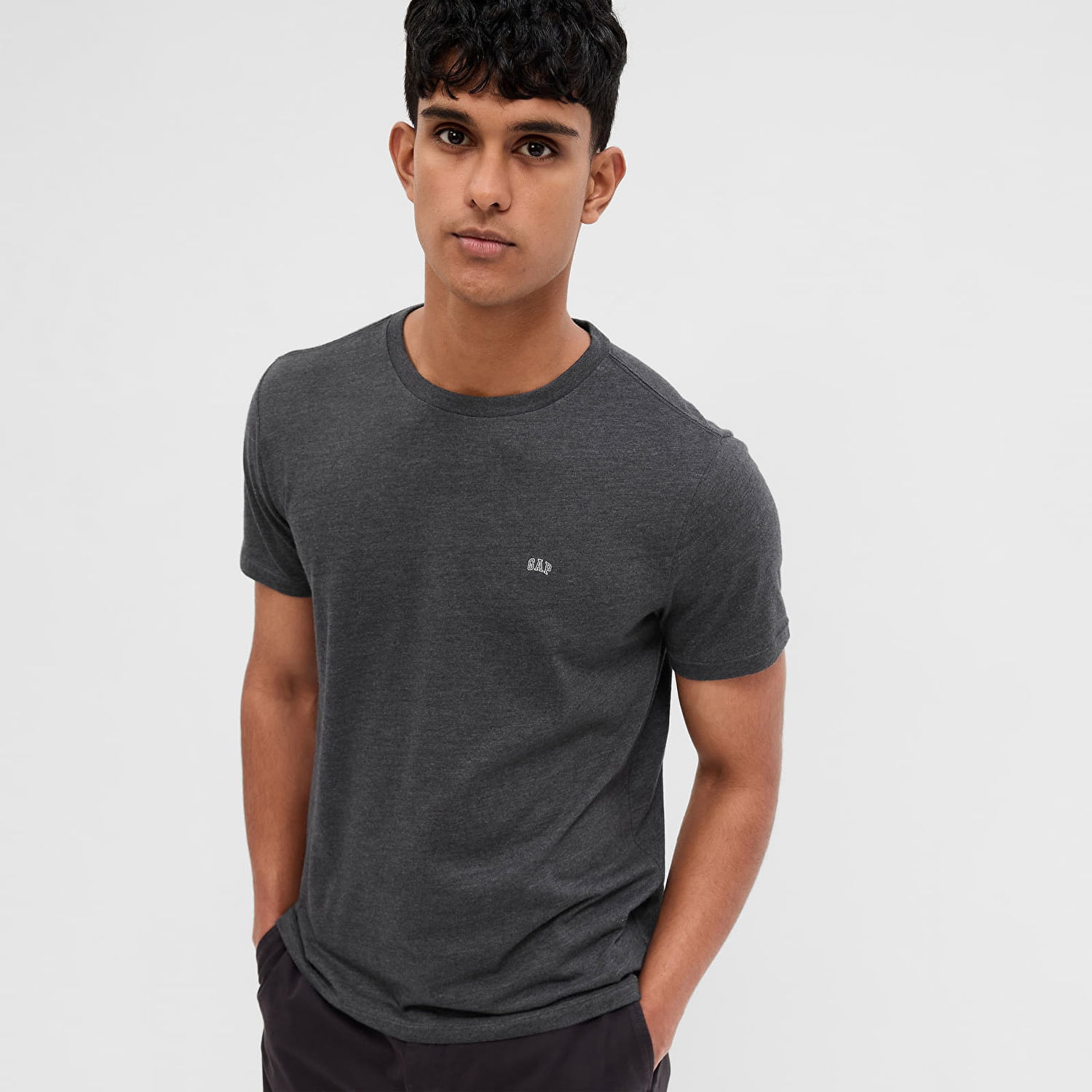 Tričko GAP Micro Logo Crew Neck Tee Charcoal Grey Šedá | 753766-02, 0