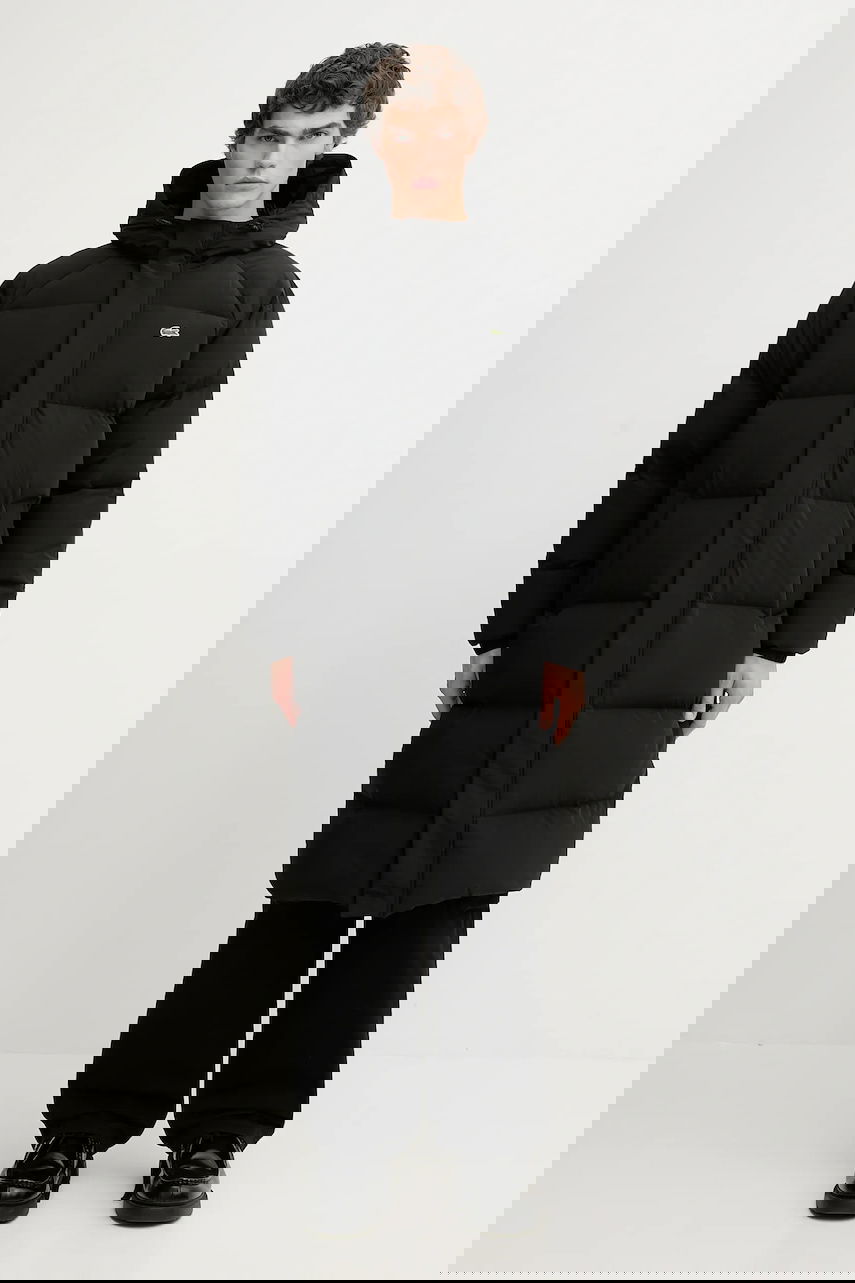 Prešívaná bunda Lacoste Long Hooded Winter Down Coat Čierna | BH6162, 0