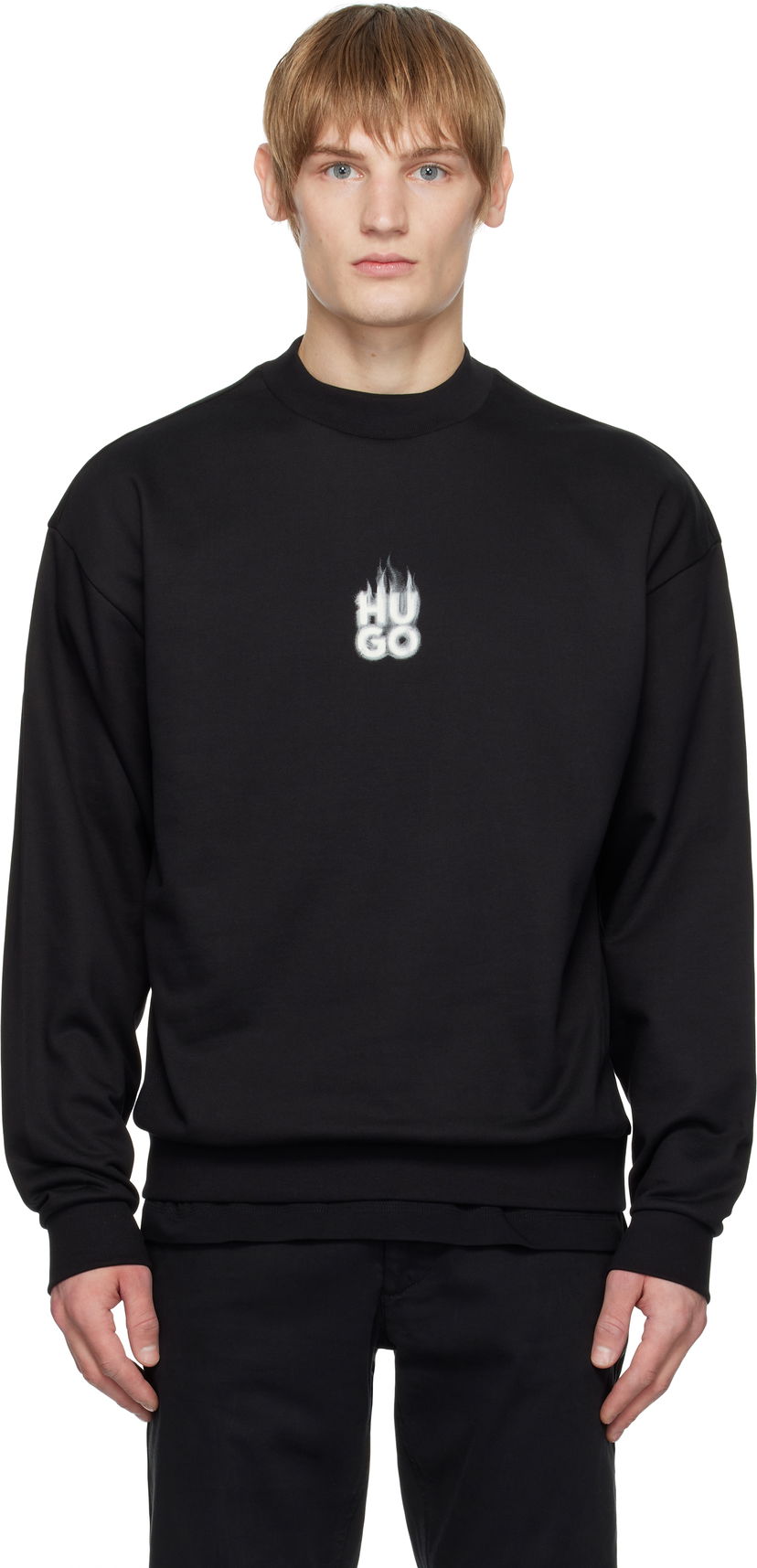 Mikina BOSS Flame Logo Sweatshirt Čierna | 50530427