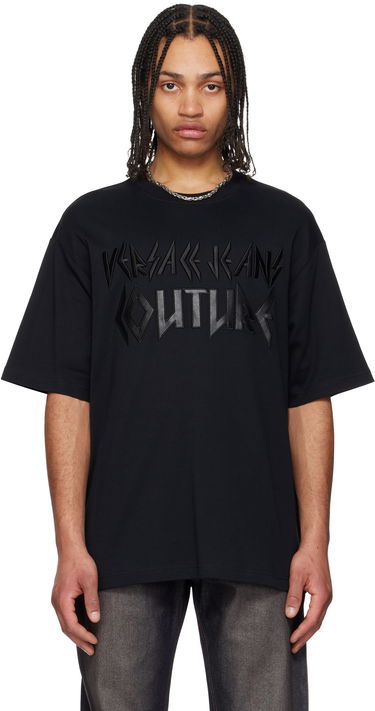 Tričko Versace Versace Jeans Couture Logo Metal Patch T-Shirt Čierna | E78GAHE02_ECJ01E, 0