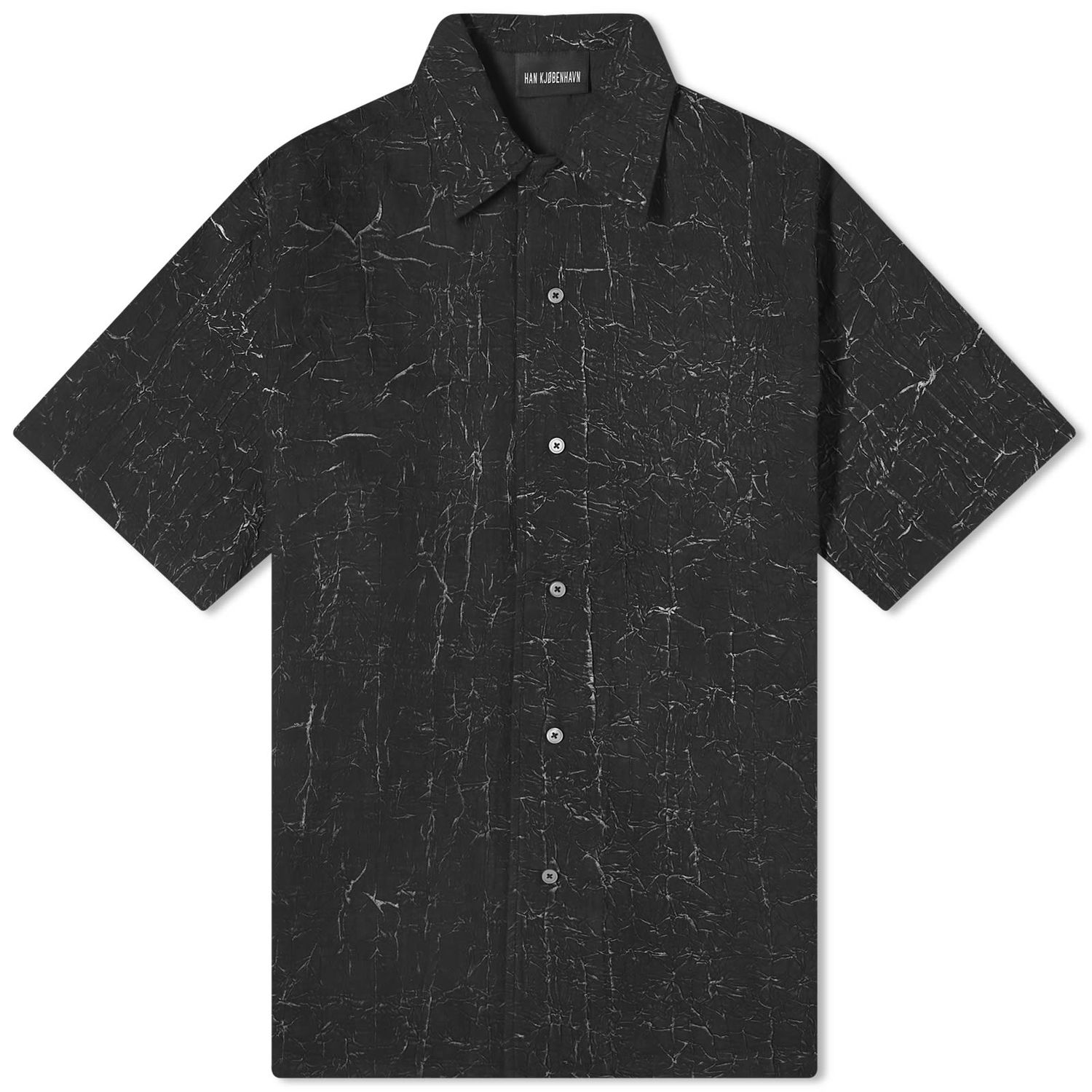 Košeľa Han Kjøbenhavn Wrinkle Bowling Shirt Čierna | M-133651-BLK, 1