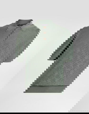 Polo tričko Dolce & Gabbana Dolce & Gabbana Micro-dot Stitch Silk Polo Shirt Zelené | GXZ02TJBSOCN4085, 0