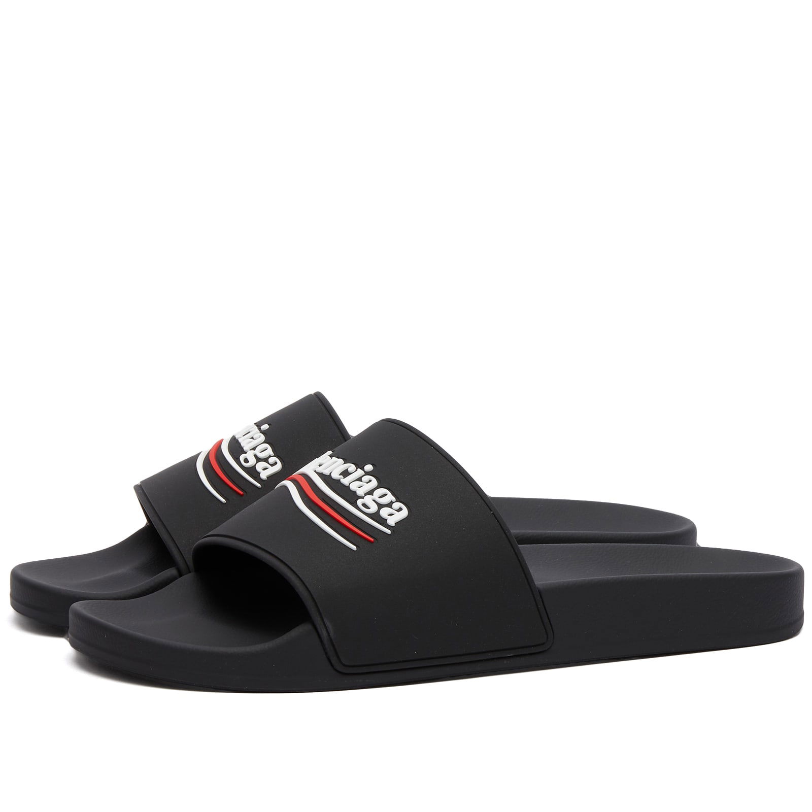 Men's Political Logo Pool Slide in Black/White/Red,  | END. Clothing