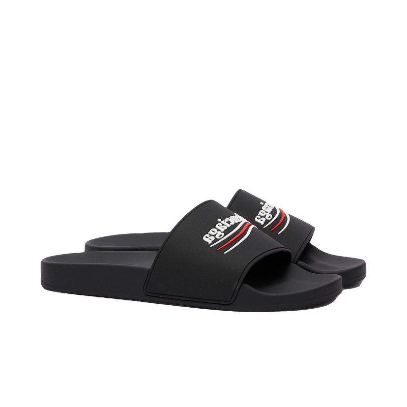 Tenisky a topánky Balenciaga Men's Political Logo Pool Slide in Black/White/Red,  | END. Clothing Čierna | 776818-W1S80-1096