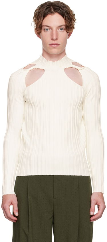 Sveter Dion Lee Dion Lee Collarbone Cutout Ribbed Sweater Biela | C7005F21, 0