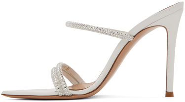 Tenisky a topánky Gianvito Rossi Cannes Crystal-Embellished Satin Heeled Sandals Biela | G16090.15RIC.XCN, 2