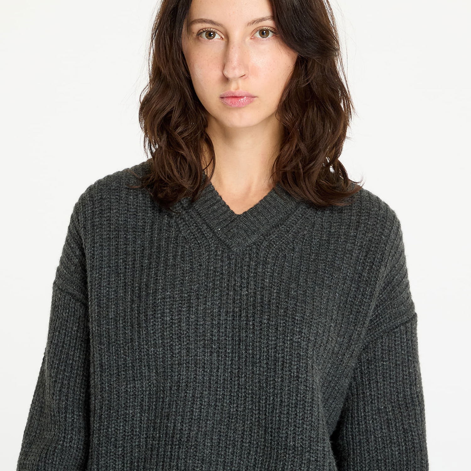 Sveter CALVIN KLEIN Chunky V-Neck Sweater Gray Šedá | J20J224635 P4O, 1