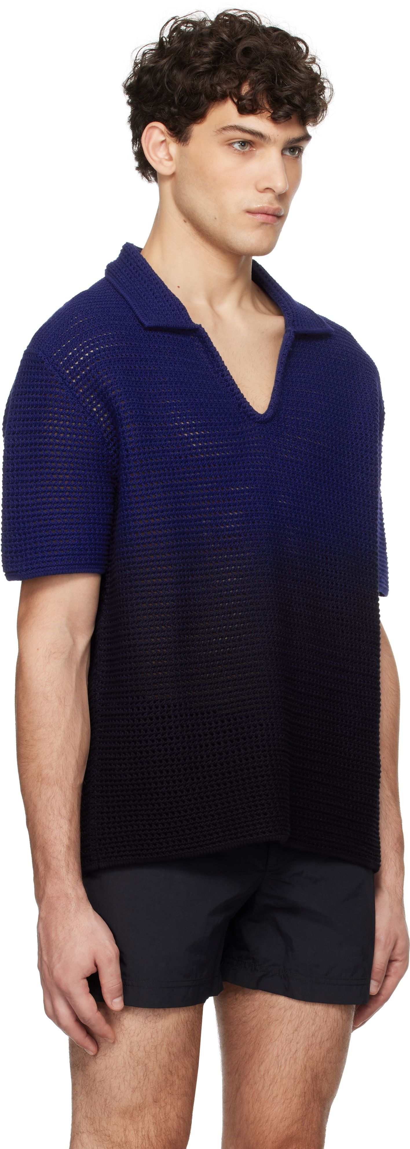Polo tričko Orlebar Brown Orlebar Brown Batten Open Knit Polo Modrá | 280027, 1