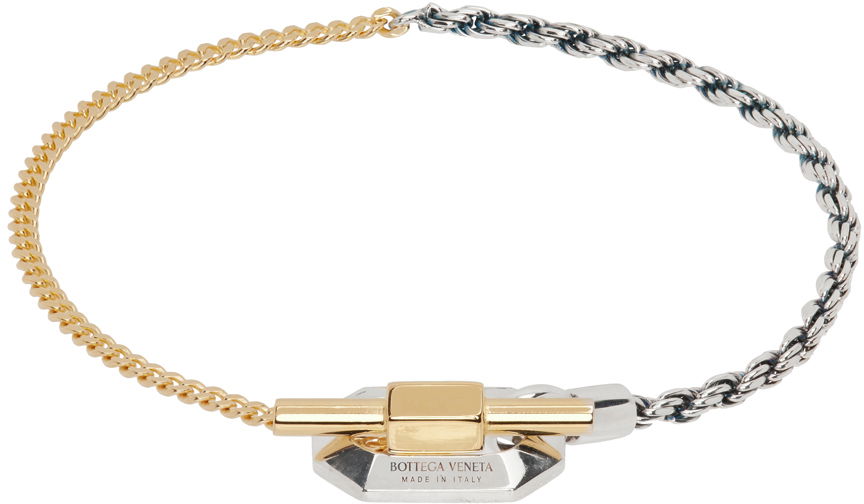 Náramok Bottega Veneta Gold & Silver Curb Chain Bracelet Metalická | 732343 V507D, 0