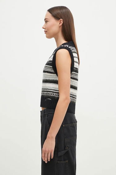 Sveter GANNI Wool Stripe Vest Čierna | K2327, 1