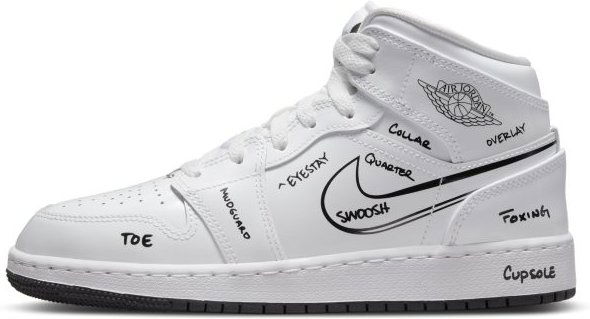 Tenisky a topánky Jordan Air Jordan 1 Mid "Schematic" GS Biela | DQ1864-100, 0