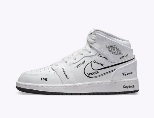 Tenisky a topánky Jordan Air Jordan 1 Mid "Schematic" GS Biela | DQ1864-100