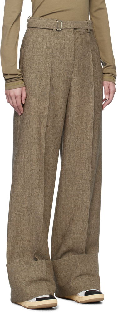 Nohavice LANVIN Lanvin Wide-Leg Cuffed Wool Trousers Hnedá | RW-TR0510-6040-P25, 1