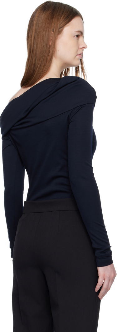 Košeľa Max Mara Draped Off-Shoulder Long-Sleeve Blouse Navy | 2611941028600, 2