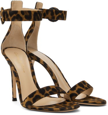 Starostlivosť o obuv Gianvito Rossi Gianvito Rossi Portofino Leopard-Print Suede Heeled Sandals Hnedá | G61096.15RIC.CMD, 3
