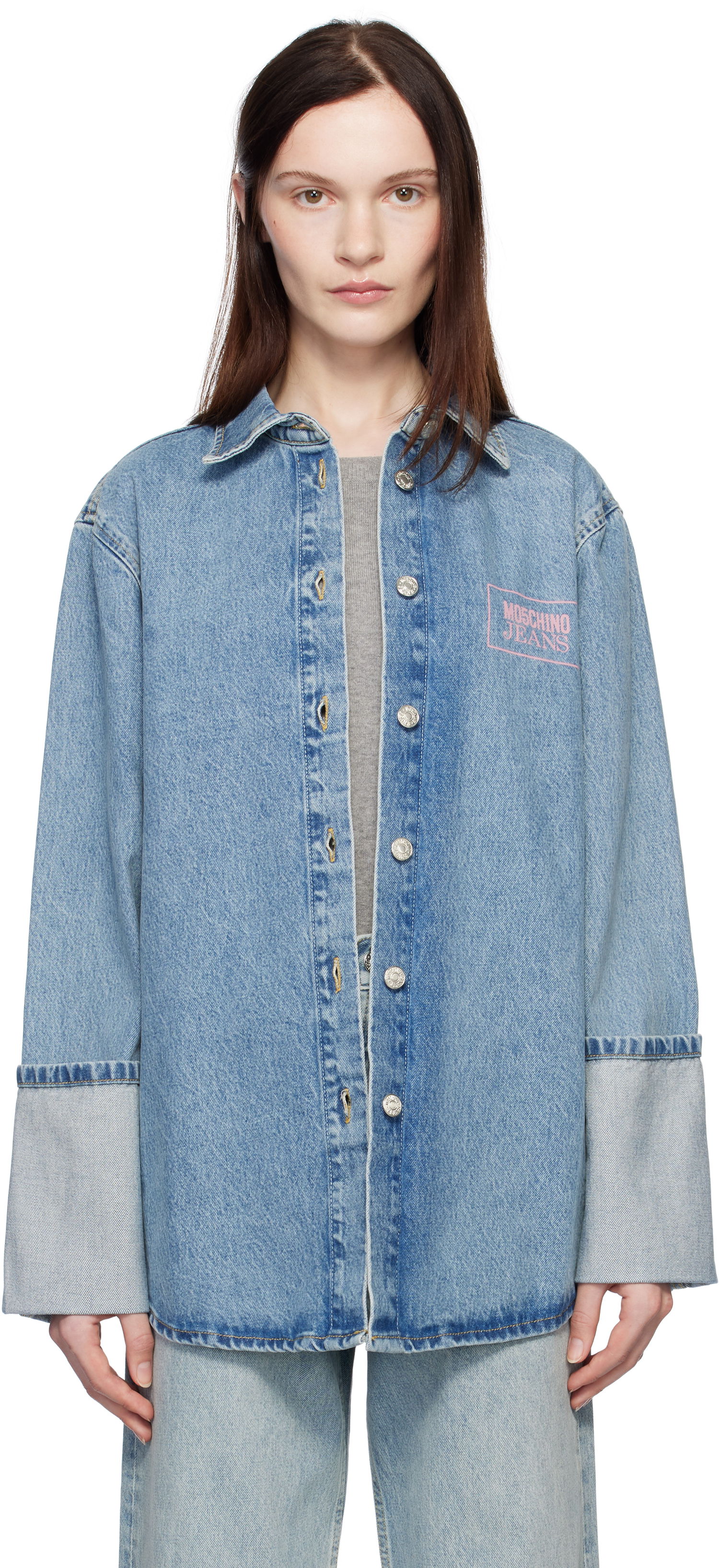 Košeľa Moschino Jeans Oversized Denim Shirt Modrá | 251K10216, 0