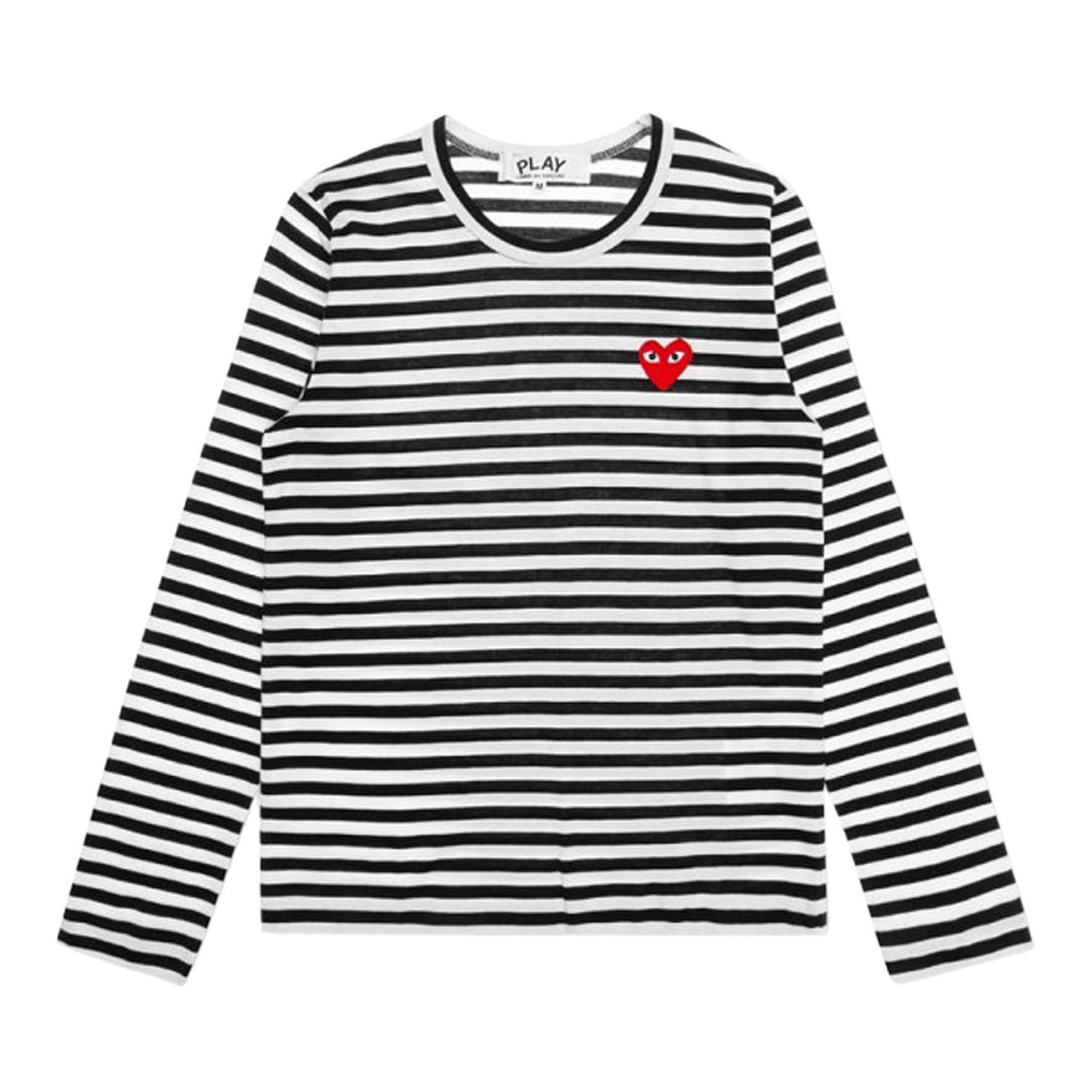 Tričko Comme des Garçons PLAY Striped Long Sleeve T-Shirt with Red Heart Logo Rôznofarebný | AZ T163 051 1, 1