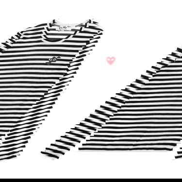 Tričko Comme des Garçons PLAY Striped Long Sleeve T-Shirt with Red Heart Logo Rôznofarebný | AZ T163 051 1, 1