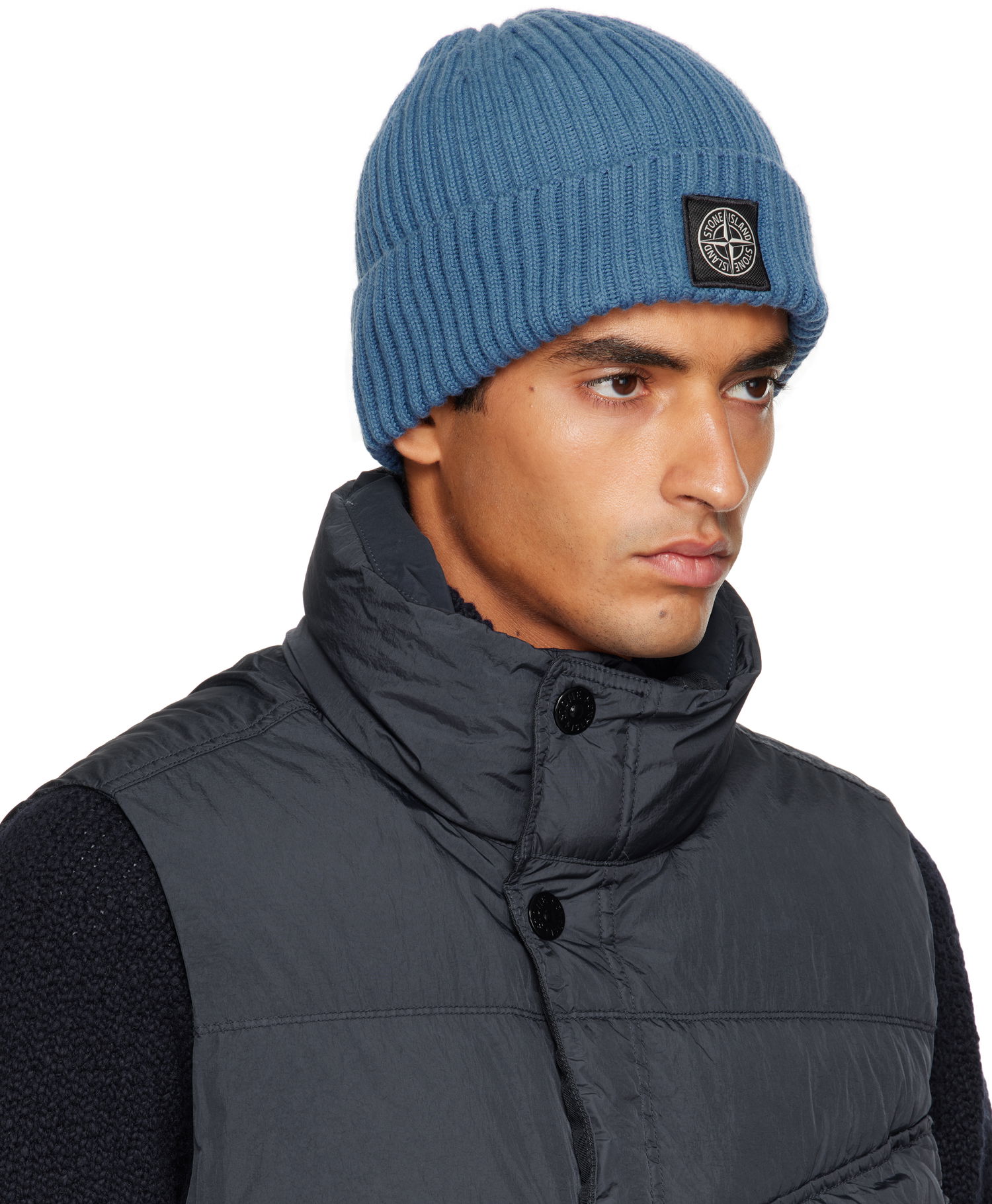 Kulicha Stone Island Full Rib Beanie Modrá | S15 N100002 S00C3, 1