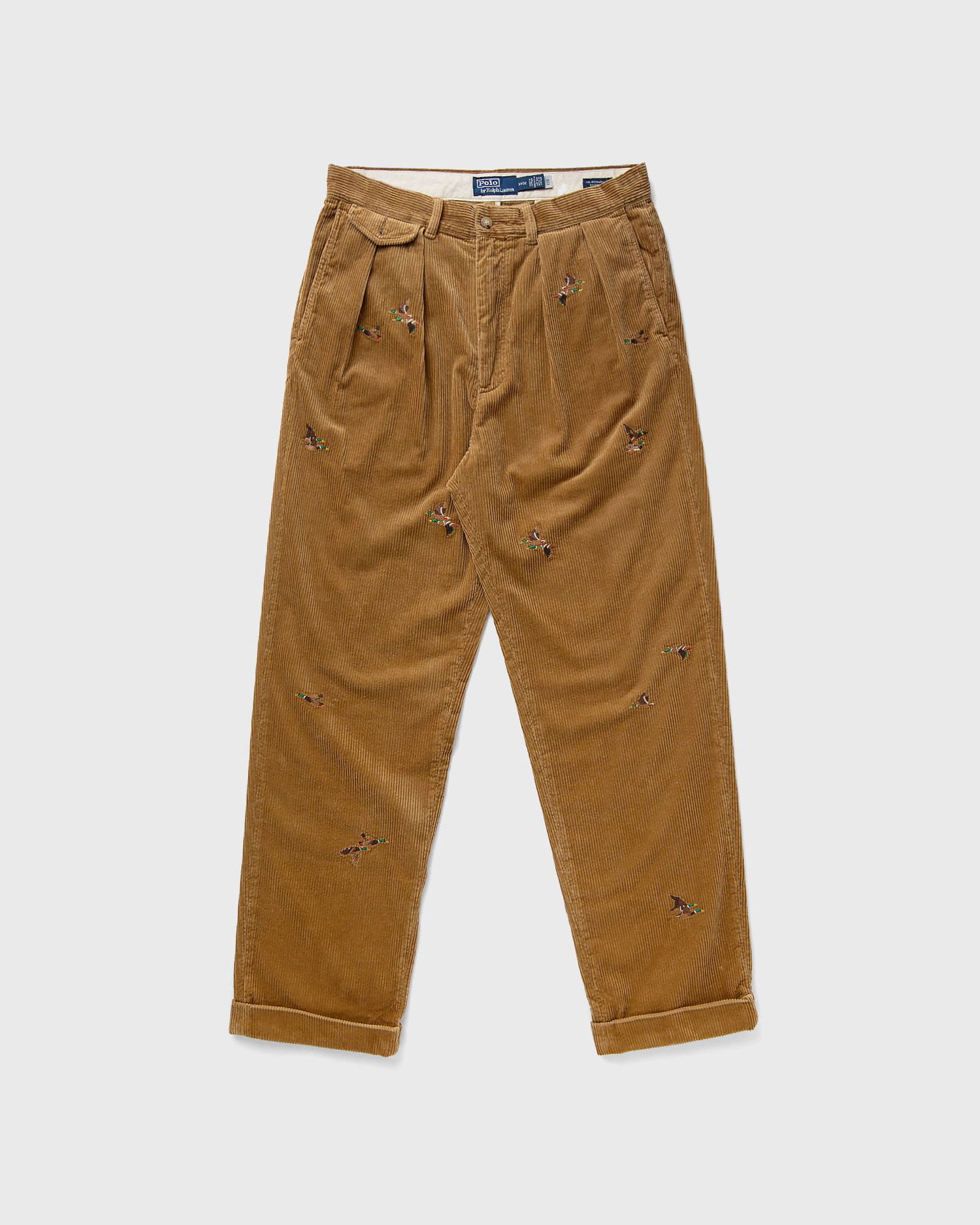 Nohavice Polo by Ralph Lauren Pleated Corduroy Pants with Duck Embroidery Hnedá | 710979447001, 0