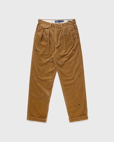 Nohavice Polo by Ralph Lauren Pleated Corduroy Pants with Duck Embroidery Hnedá | 710979447001, 0
