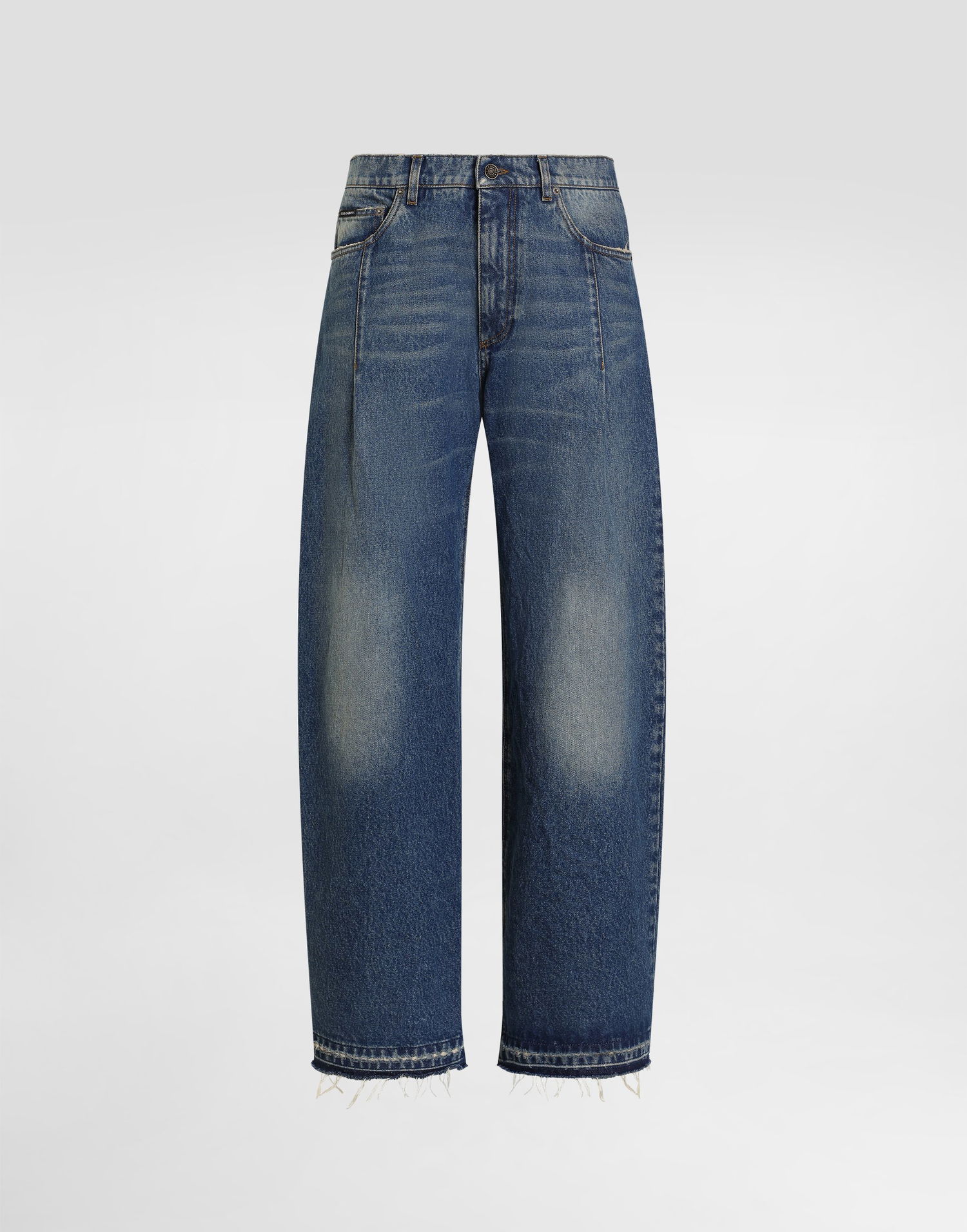 Džínsy Dolce & Gabbana Cotton Denim Wide-Leg Distressed Hem Jeans Modrá | GP16UDG8NZ2S9001, 0