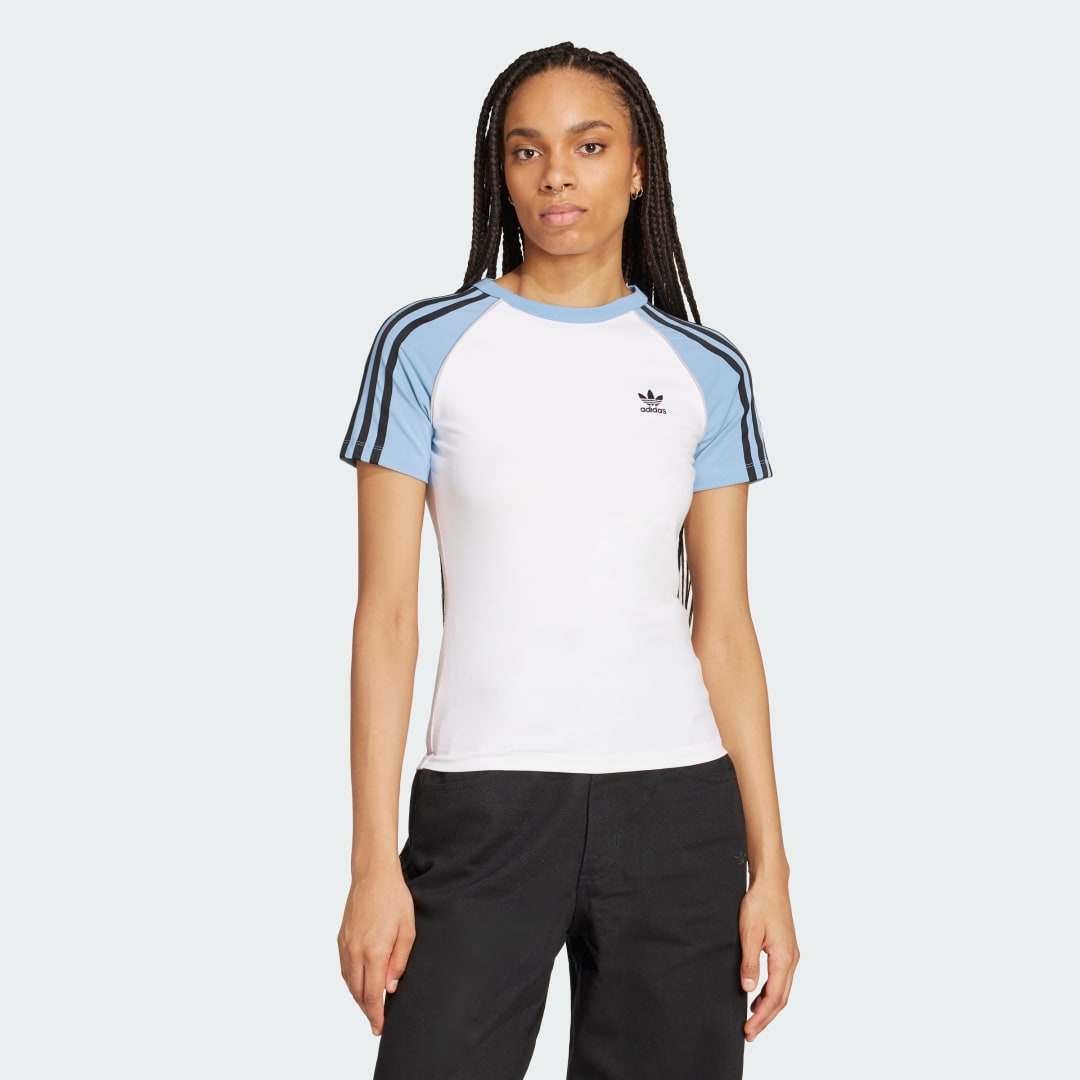 Tričko adidas Performance Adicolor 3-Stripes Raglan Slim T-Shirt Biela | JV7191, 0