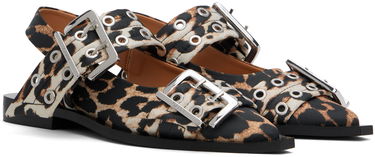 Oblečenie GANNI GANNI Leopard Satin Buckle Ballerina Flats Rôznofarebný | S2947, 3