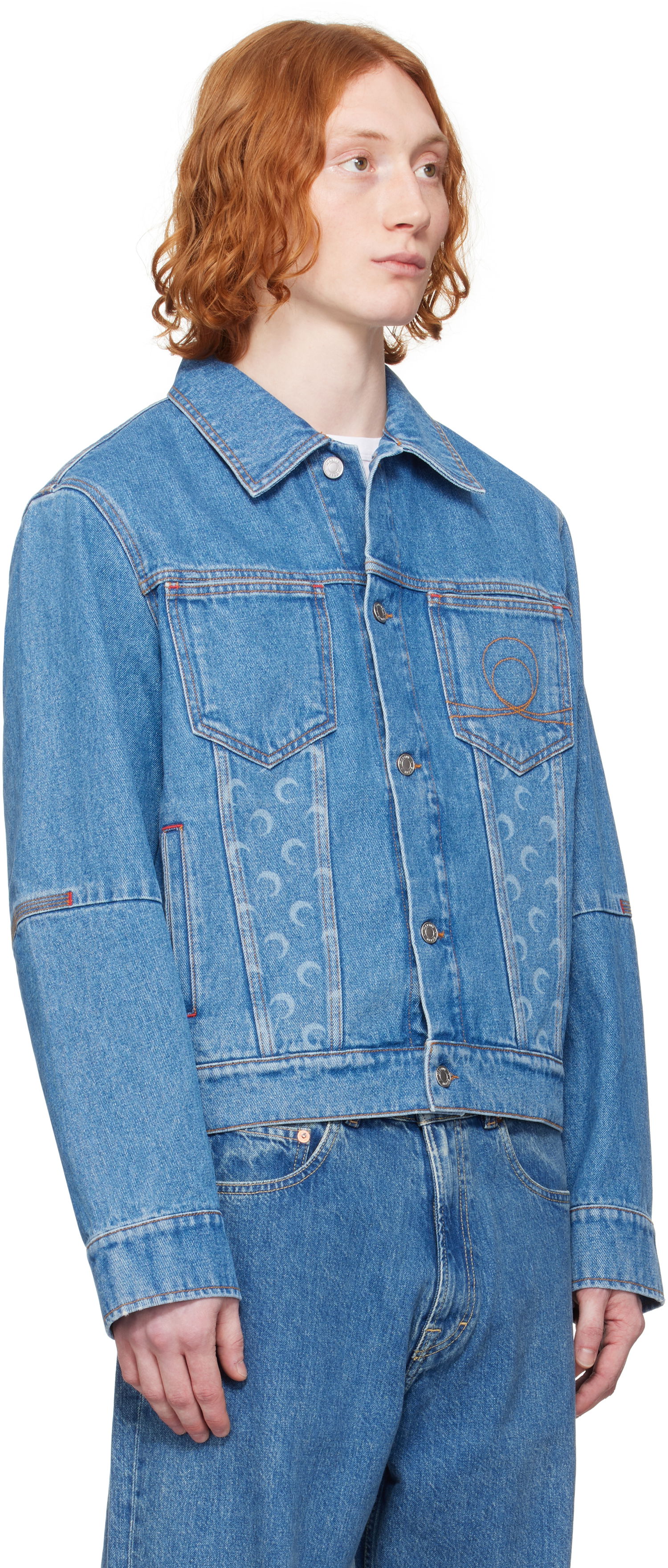 Bunda Marine Serre Marine Serre Moon Laser Denim Trucker Jacket Modrá | MJA063A CDEN0002, 1