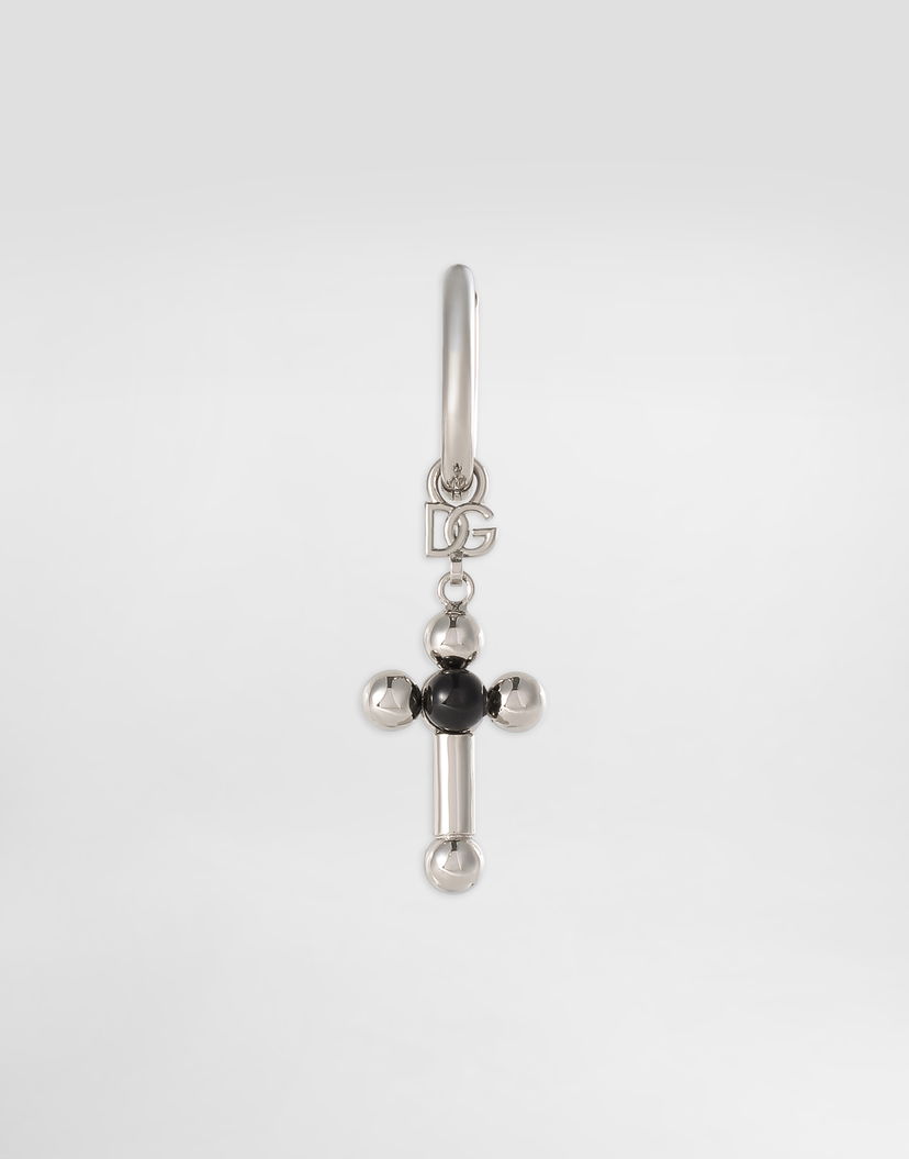 Náušnice Dolce & Gabbana Dolce & Gabbana Single Earring with Cross Charm Metalická | WER5M4W111187655