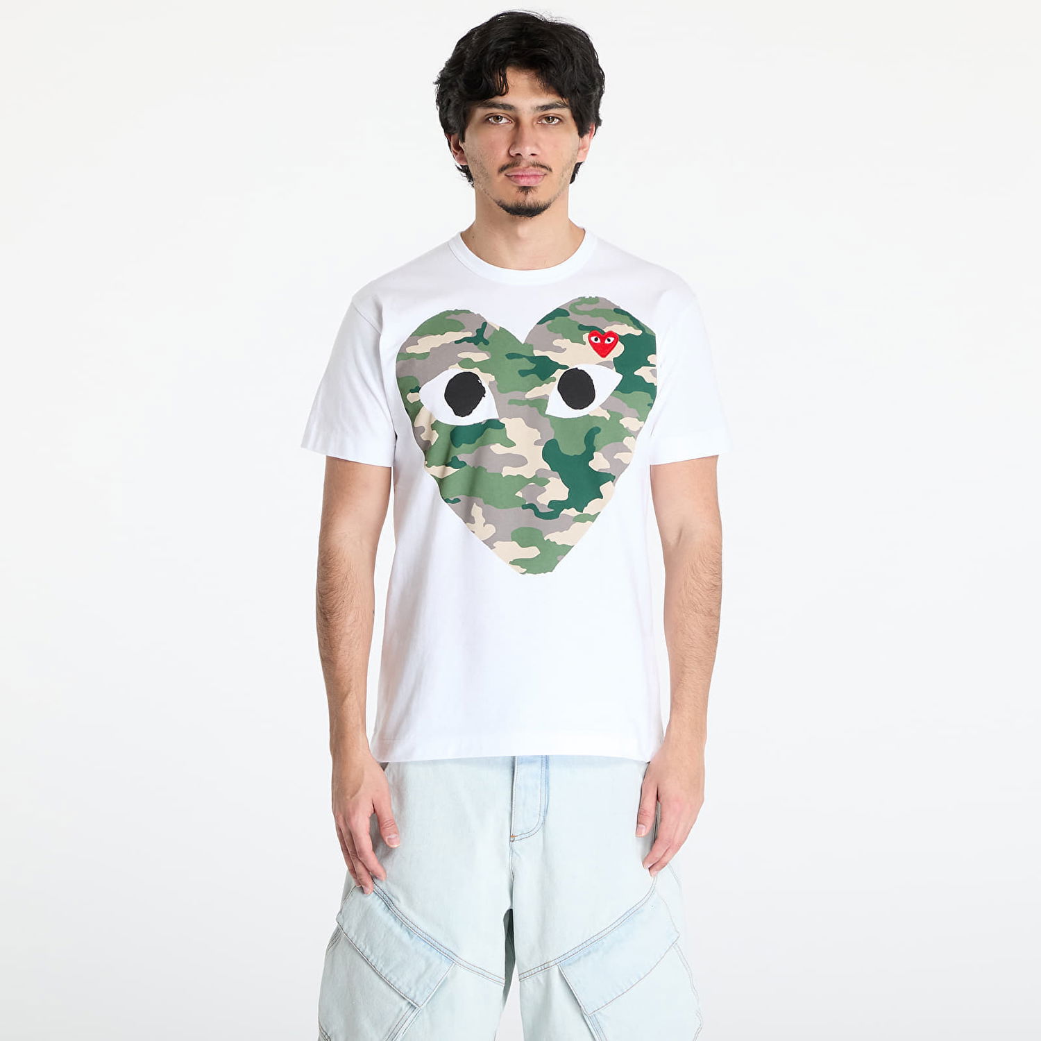 Tričko Comme des Garçons Comme des Garçons PLAY Red Emblem Knit T-Shirt Biela | AX-T242 WHITE, 0