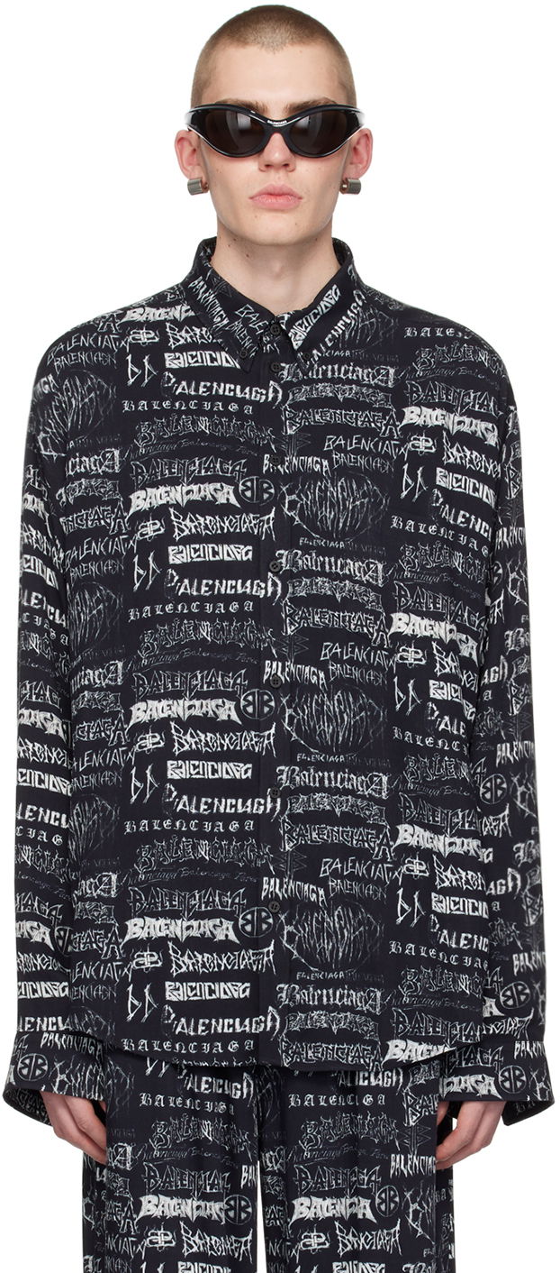 Košeľa Balenciaga Black Printed Shirt Čierna | 662983-TPLE7-1000