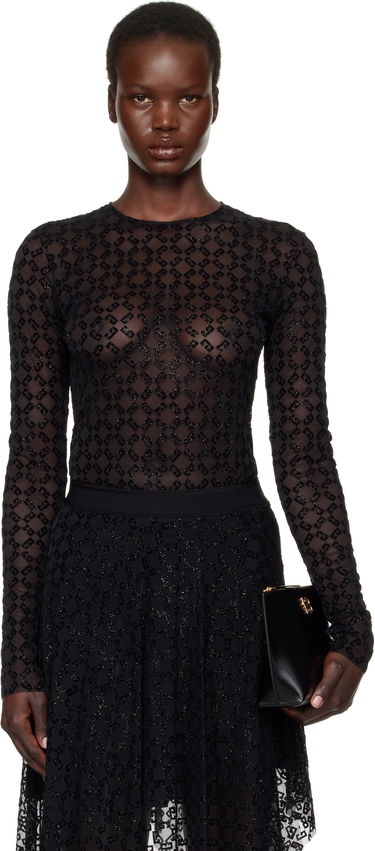 Body Givenchy Shiny Monogram Tulle Bodysuit Čierna | BWB03U20H0008, 0