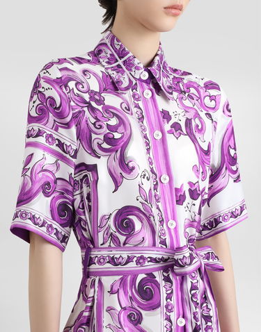 Šaty Dolce & Gabbana Dolce & Gabbana Majolica-Print Twill Shirt Dress Fialová | F6JICTHI1Y7I03TN, 3