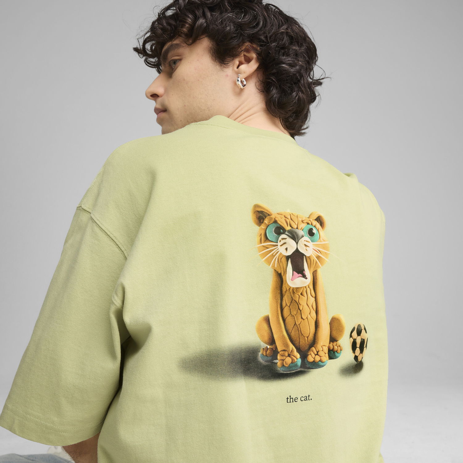 Tričko Puma GRAPHICS The Cat T-Shirt Zelené | 629411_37, 1