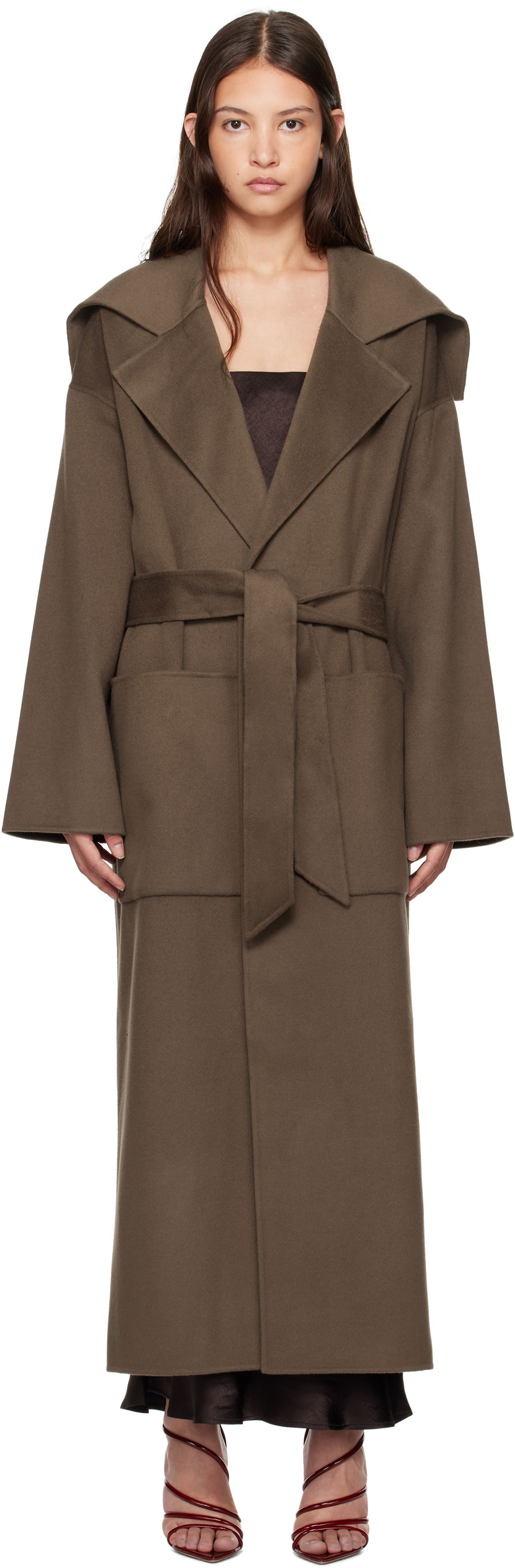 Kabáty Nanushka Nanushka Ruta Hooded Wrap Coat Hnedá | NW24FWOW36378, 0